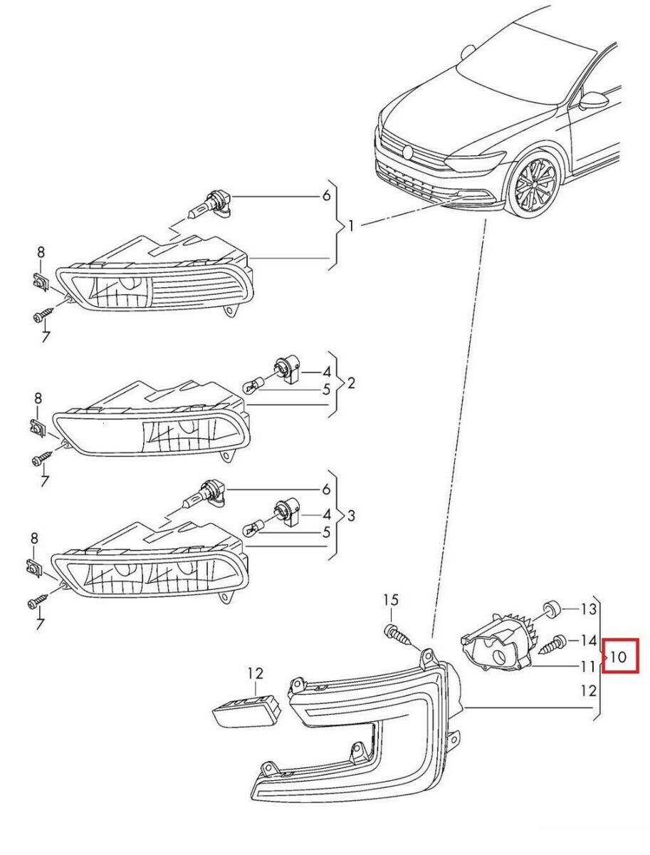 NEW GENUINE VW PASSAT B8 GTE BUMPER DAYTIME RUNNING LIGHT PAIR SET N/S+O/S - Image 3
