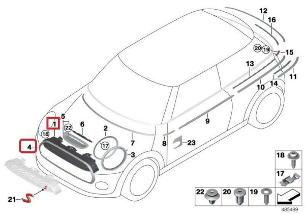 MINI NEW GENUINE F55 F56 F57 JCW FRONT UPPER GRILL + TRIM SURROUND GLOSS BLACK - Image 2