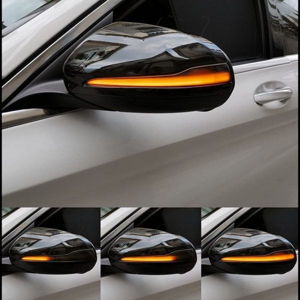 Black Smoked LED SEQ mirror side markers repeaters for Mercedes C-Class W205 2014-2018 - Image 7