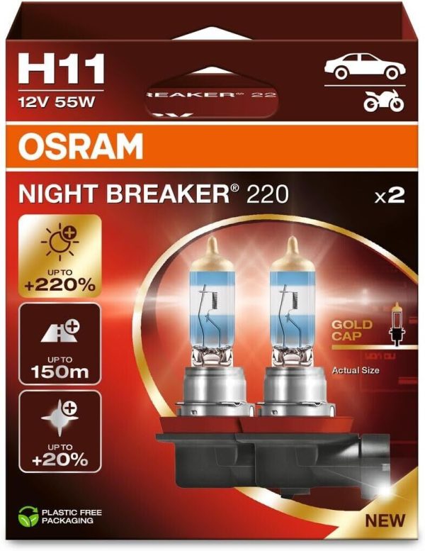 OSRAM Night Breaker 220 - H11 +220% Xenon White Car Bulbs (2 Bulbs) - Image 4