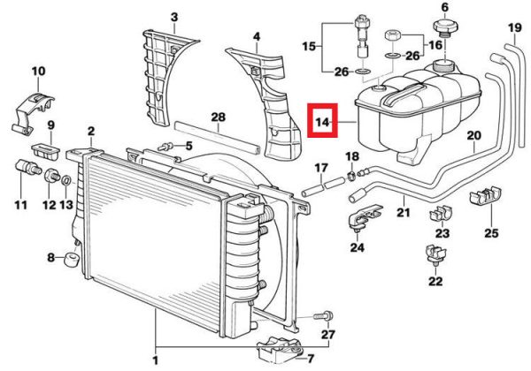 BMW NEW GENUINE 3 Z3 SERIES E30 E36 M3 COOLANT EXPANSION TANK 17111712641 - Image 3