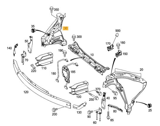NEW GENUINE MERCEDES MB GLK X204 FRONT RADIATOR HEADLIGHT MOUNTING FRAME RIGHT A2046200891 - Image 3