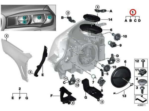 NEW GENUINE BMW X5 X6 F15 F85 F16 F86 FRONT HEADLIGHT TAB REPAIR KIT 63117381444 - Image 2