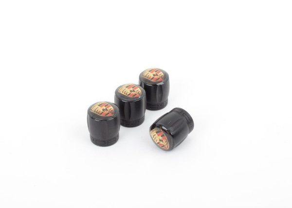 NEW GENUINE PORSCHE CRESTED BLACK TYRE VALVE CAPS SET 4PCS 99104460267 - Image 2
