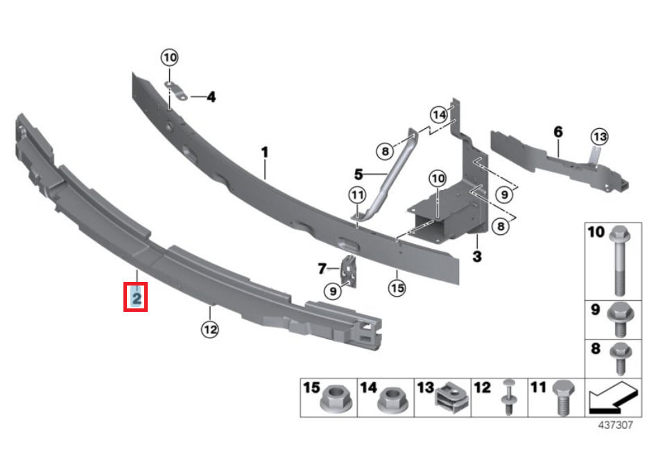 NEW GENUINE BMW X5 F15 SERIES FRONT BUMPER SUPPORT FOAM 51118054010 - Image 2