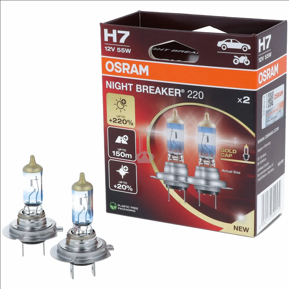 OSRAM Night Breaker 220 - H7 +220% Xenon White Car Bulbs (2 Bulbs)