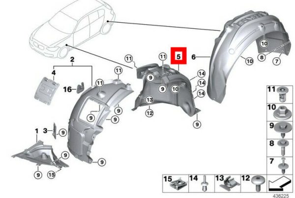 GENUINE BMW 2 SER F22 M SPORT FRONT WHEEL HOUSING LINER FRONT PIECE RIGHT O/S 51717312840 - Image 2
