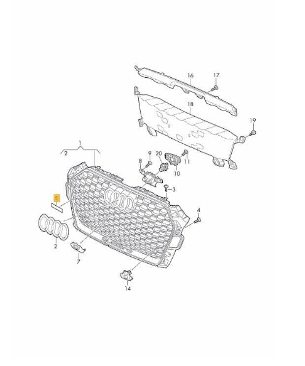 NEW GENUINE AUDI RS5 17-19 FRONT GRILL CHROME RS5 LETTERING BADGE EMBLEM - Image 2