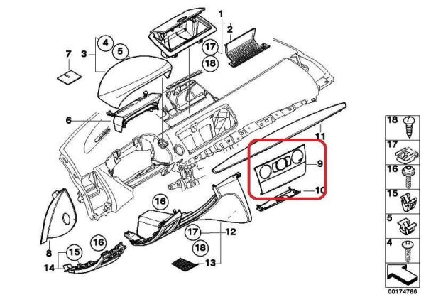 BMW NEW GENUINE 1 SERIES E81 E87 E88 E82 CENTER DASHBOARD PANEL COVER TRIM FRAME 51456976842 - Image 2