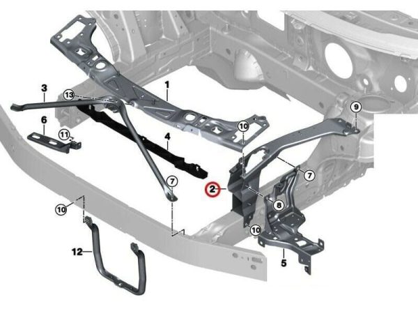 NEW GENUINE BMW 2 SERIES F46 FRONT SLAM PANEL HEADLIGHT SUPPORT LEFT 51647426633 - Image 4