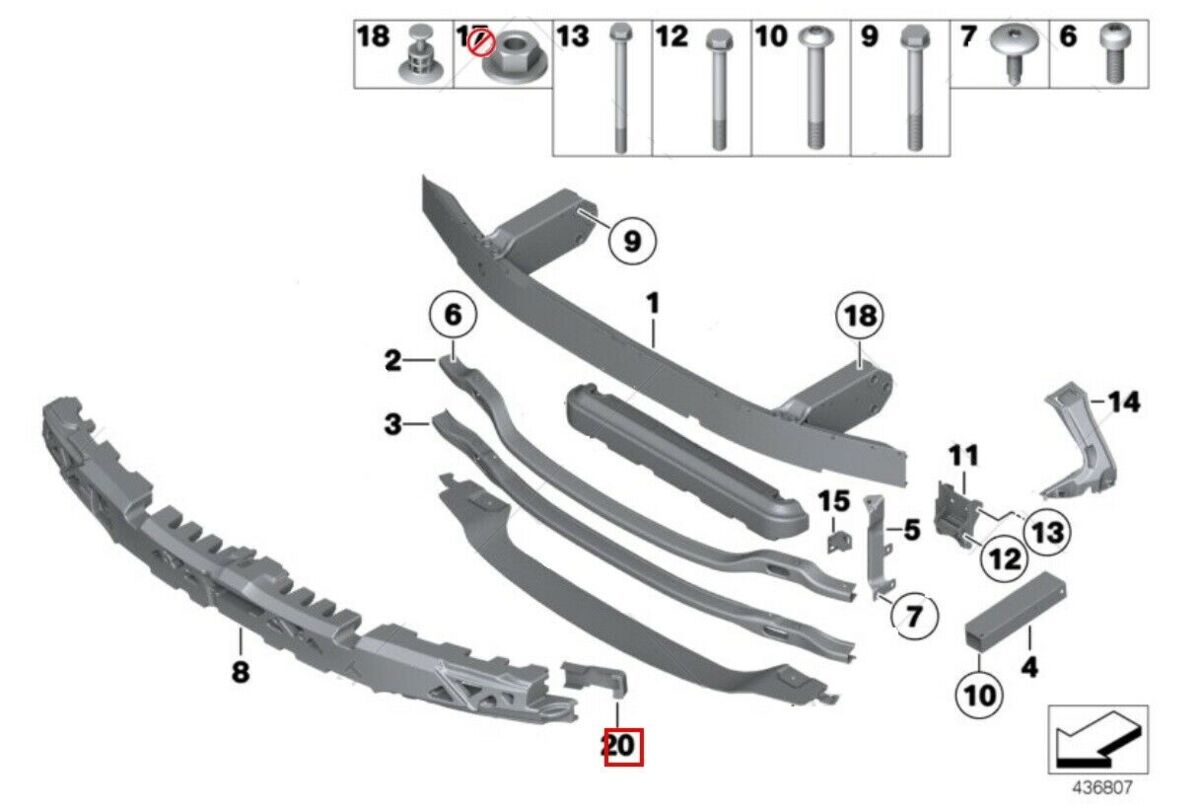 NEW BMW GENUINE 5 SERIES F10 F11 2010 - 2014 COVER FOR IMPACT ABSORBER CRASH BAR 51117347879 - Image 2