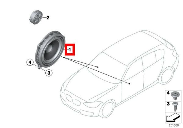 BMW GENUINE F20 F22 F30 F25 F26 FRONT DOOR HiFi MID RANGE LOUD SPEAKER  65139288769 - Image 2