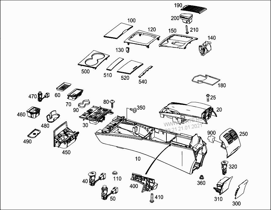 NEW GENUINE MERCEDES BENZ E350 E400 E550 CONSOLE CUP HOLDER A2076807293 - Image 2