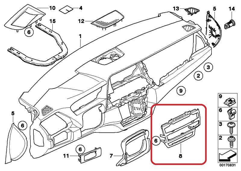 BMW NEW GENUINE X5 X6 E70 E71 E72 CENTER DASHBOARD PANEL COVER TRIM BEZEL BLACK 51456967464 - Image 2