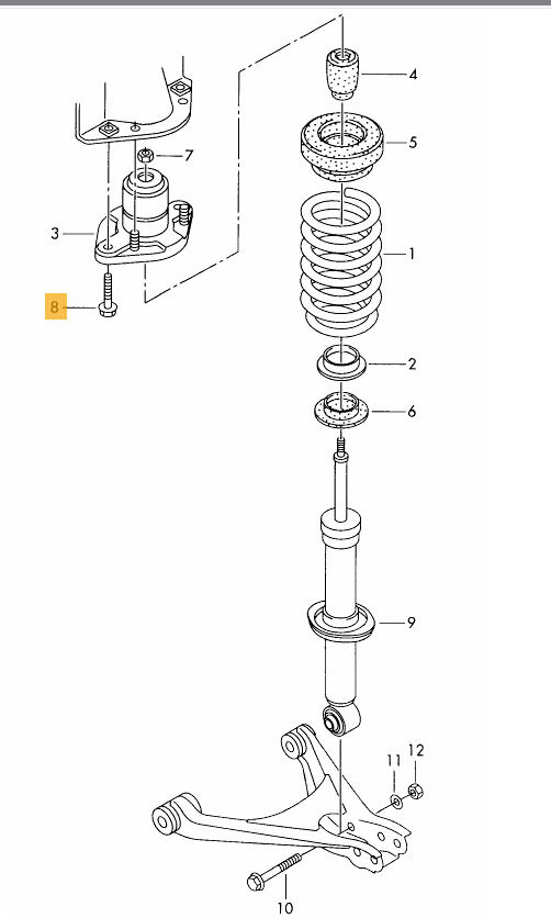 NEW GENUINE AUDI VOLKSWAGEN REAR SHOCK ABSORBER MOUNTING BOLTS SET 2PCS N90758302 - Image 2