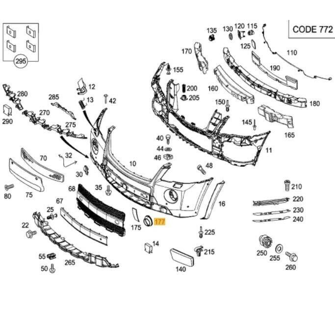 NEW GENUINE MERCEDES BENZ ML CLASS W164 FRONT BUMPER FOG LIGHT COVER A1648851923 - Image 2