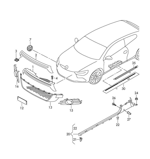 VW SCIROCCO 08-14 NEW GENUINE R BUMPER O/S RIGHT LOWER GRILL 1K8854662041 - Image 2