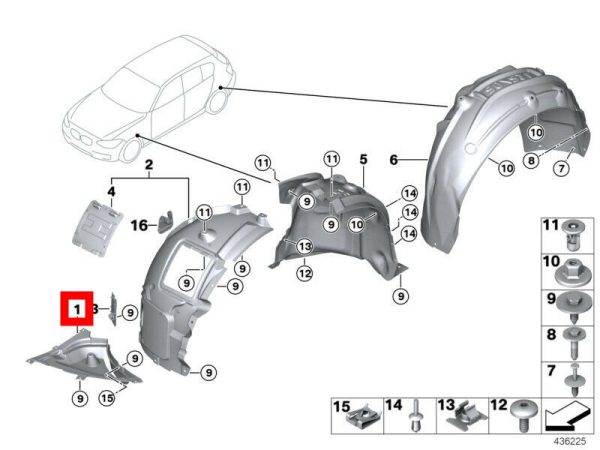 NEW GENUINE BMW F22 F23 M SPORT FRONT RIGHT O/S WHEEL ARCH FENDER DEFLECTOR LIP 51717260738 - Image 2