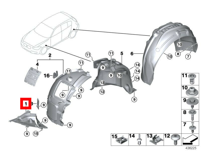 NEW GENUINE BMW F22 F23 M SPORT FRONT RIGHT O/S WHEEL ARCH FENDER DEFLECTOR LIP 51717260738 - Image 2
