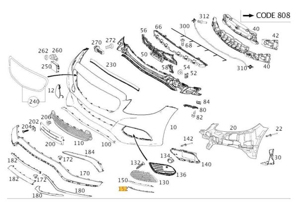 NEW GENUINE MERCEDES C CLASS W205 FRONT BUMPER GRILLE CHROME TRIMS SET RIGHT O/S A2058850474 - Image 2