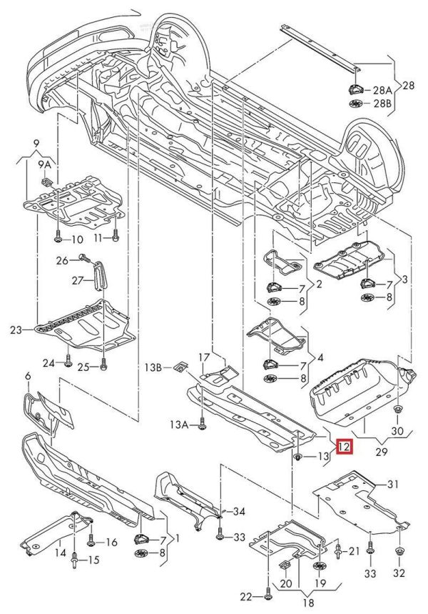NEW GENUINE AUDI A3 VOLKSWAGEN GOLF FRONT UNDERBODY TRIM COVER RIGHT 5Q0825202L - Image 2