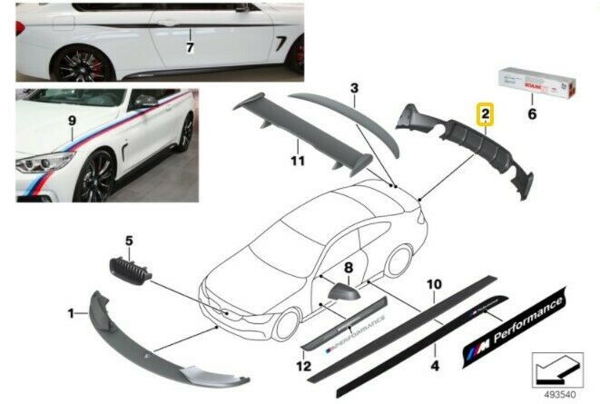 NEW GENUINE BMW 4 SERIES F32 F33 F36 M PERFORMANCE REAR DIFUSSER MATT BLACK 51192339218 - Image 3