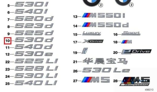 BMW NEW GENUINE 5 SERIES REAR TRUNK 530D EMBLEM LETTERING BADGE 51147418518 - Image 2