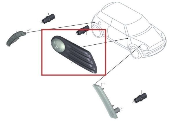 MINI NEW GENUINE R56 LCI BAYSWATER SIDE TURN SIGNAL AND GRILLE RIGHT O/S 63137310508 - Image 2