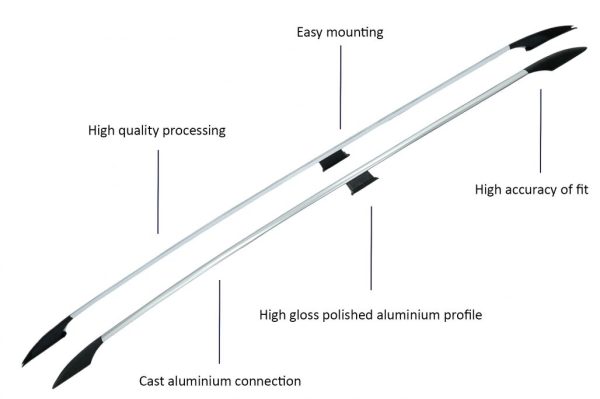 Roof Rails suitable for Mercedes V-Class W447 (2014-Up) Short Wheelbase (SWB) Aluminium - Image 4