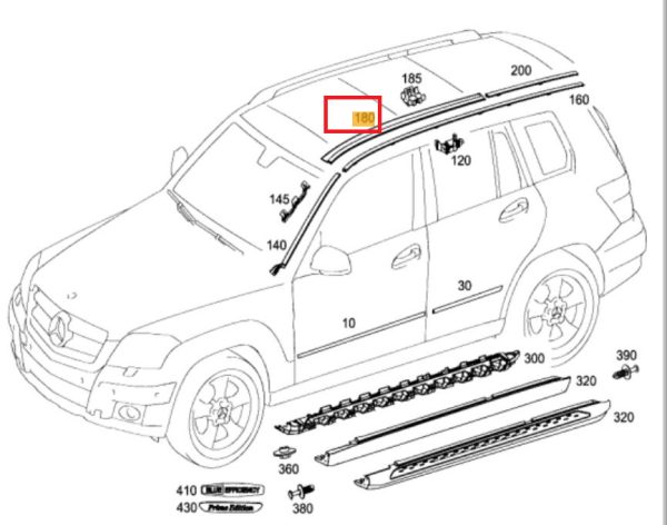 NEW GENUINE MERCEDES MB X204 GLK ROOF MOLDING CENTRAL LEFT A2046906882 - Image 3