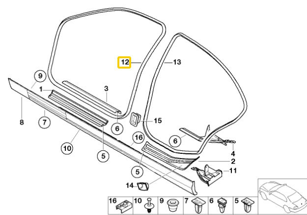 NEW GENUINE BMW 3 SERIES E46 FRONT INNER DOOR PROTECTION SEAL 51728194682 - Image 2