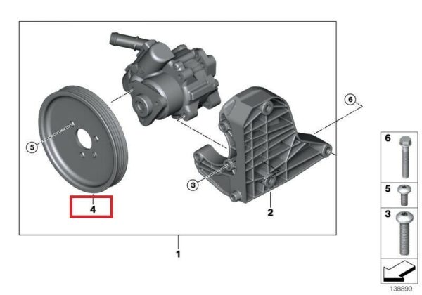 NEW GENUINE BMW E87 E90 E91 M47N2 M57N DIESEL ENGINE POWER STEERING PUMP PULLEY 32427790453 - Image 2