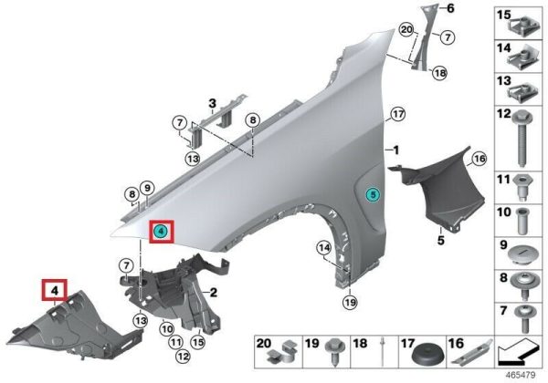 FOR NEW GENUINE BMW X5 F15 SERIES FRONT FENDER HOLDER BRACKET RIGHT O/S - Image 2