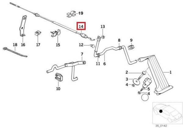 NEW GENUINE BMW 5 SERIES E34 520i 525i ACCELERATOR BOWDEN CABLE RHD 35411160611 - Image 2