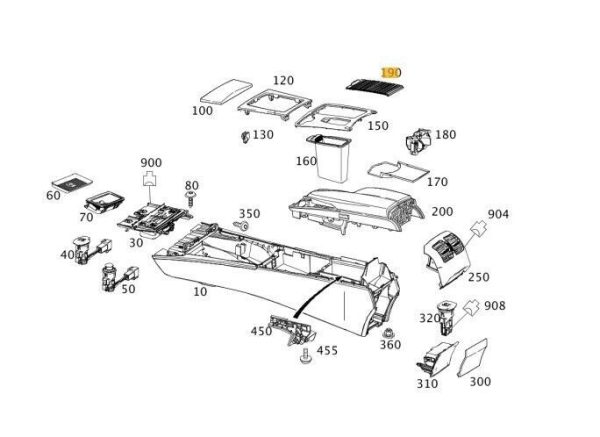 NEW GENUINE MERCEDES BENZ C CLASS W204 BLACK CENTER CONSOLE COVER BLIND A20468047089051 - Image 2