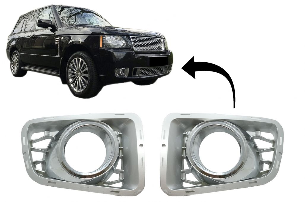 Fog Lamp Covers suitable for Land Rover Range Rover Vogue III L322 (2010-2012) Autobiography Design Silver Edition