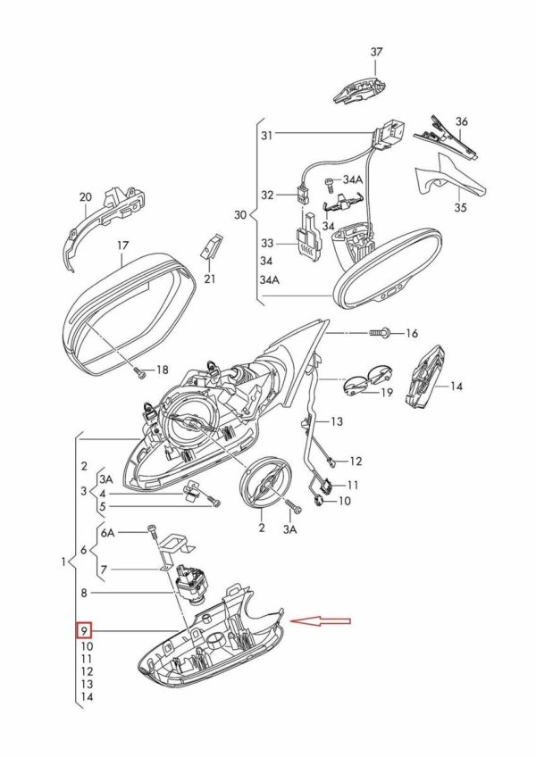 FOR NEW GENUINE AUDI A6 C7 10-18 FRONT RIGHT O/S MIRROR EXTERNAL HOUSING LOWER TRIM - Image 2