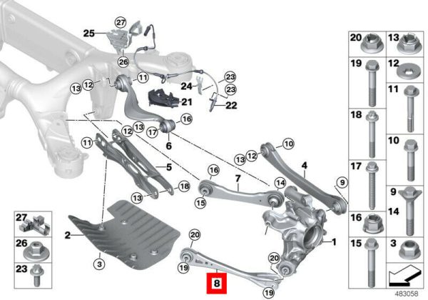BMW NEW GENUINE X5 G05 X6 G06 X7 G07 REAR TRAILING ARM LEFT N/S WITH BUSHING 33306878037 - Image 2