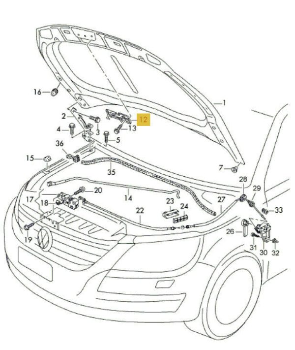 NEW GENUINE VW GOLF JETTA TIGUAN 04-16 FRONT HOOD BONNET RELEASE LOCK HOOK 1K0823480 - Image 2