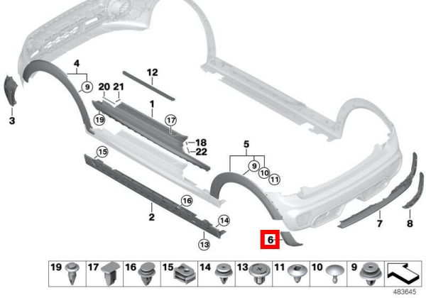 NEW GENUINE MINI F56 F57 REAR JCW BUMPER LOWER LIP BLACK LEFT  WITH PDC  51127365149 - Image 3