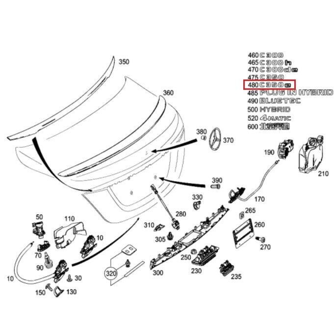 NEW GENUINE MERCEDES BENZ C CLASS W205 C350e BOOT BADGE REAR EMBLEM A2058176700 - Image 2