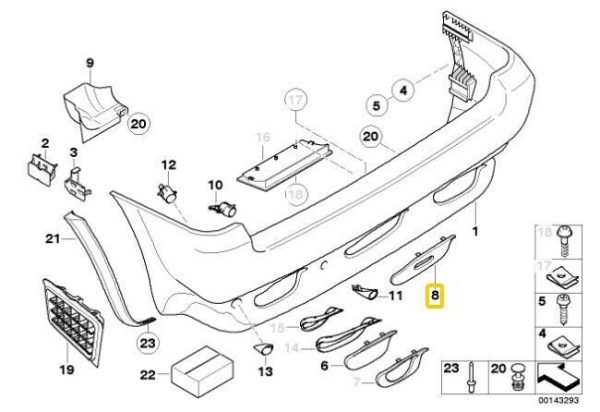 NEW GENUINE BMW X5 SERIES E53 REAR BUMPER TOW BAR COVER TRIM 51128402327 - Image 2