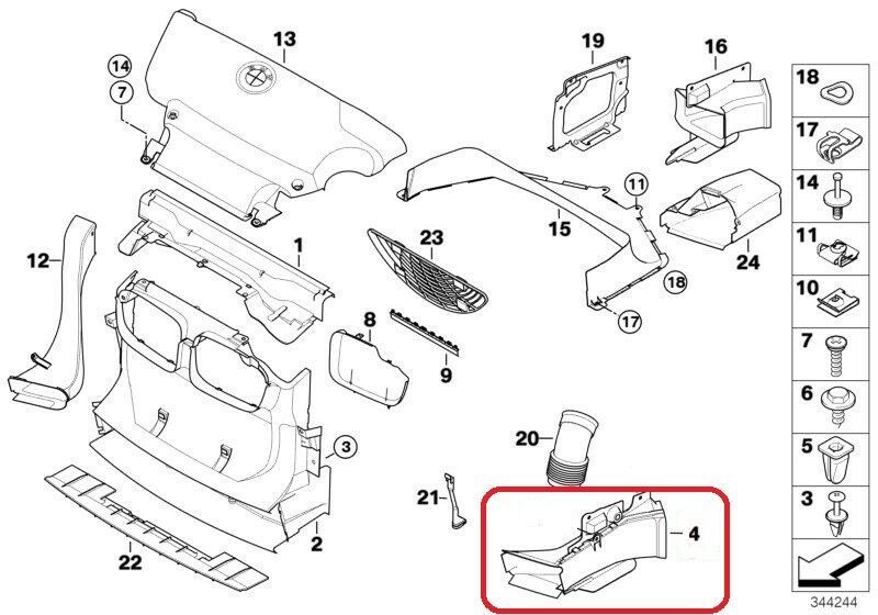 BMW NEW GENUINE 3 E46 M COUPE CABRIO 1998 - 2003 FRONT RIGHT O/S BRAKES AIR DUCT 51717893130 - Image 3