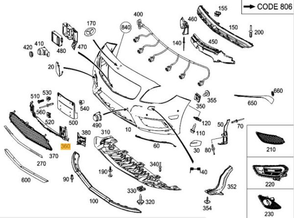 NEW GENUINE MERCEDES MB CLA W117 AMG FRONT BUMPER LOWER INNER CENTER BRACKET A1768851500 - Image 2