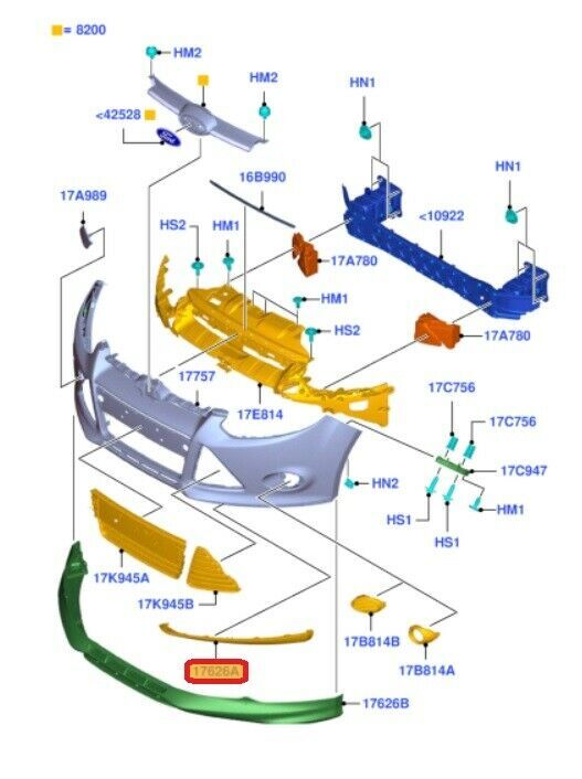 NEW GENUINE FORD FOCUS 11-15 FRONT BUMPER LOWER SPOILER TRIM RIGHT O/S 1694988 - Image 2