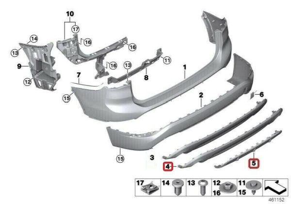 NEW GENUINE BMW X1 F48 X LINE REAR BUMPER DIFFUSER WITH SILVER TRIM SET - Image 2