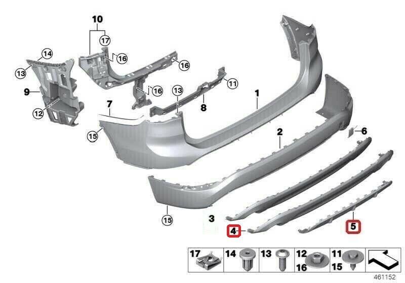 NEW GENUINE BMW X1 F48 X LINE REAR BUMPER DIFFUSER WITH SILVER TRIM SET - Image 2
