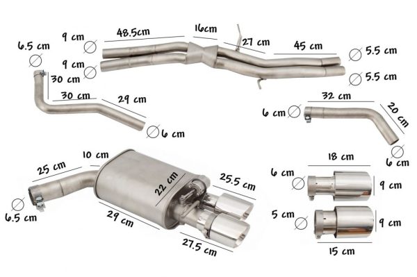 Complete Exhaust System suitable for Audi A7 4G (2010-2018) Petrol Engine 2.5L/2.8L/2.0T/1.8T/3.0T with Valvetronic - Image 14
