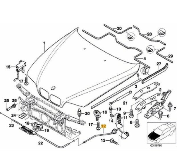 NEW GENUINE BMW 5 SERIES E39 FRONT HOOD BONNET RELEASE CABLE 51238176595 - Image 2