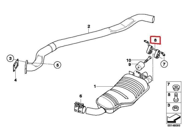GENUINE NEW BMW X3 SERIES E83 REAR EXHAUST MUFFLER BRACKET 18303413461 - Image 2